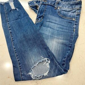 Maurices Blue Ripped Skinny Jeans